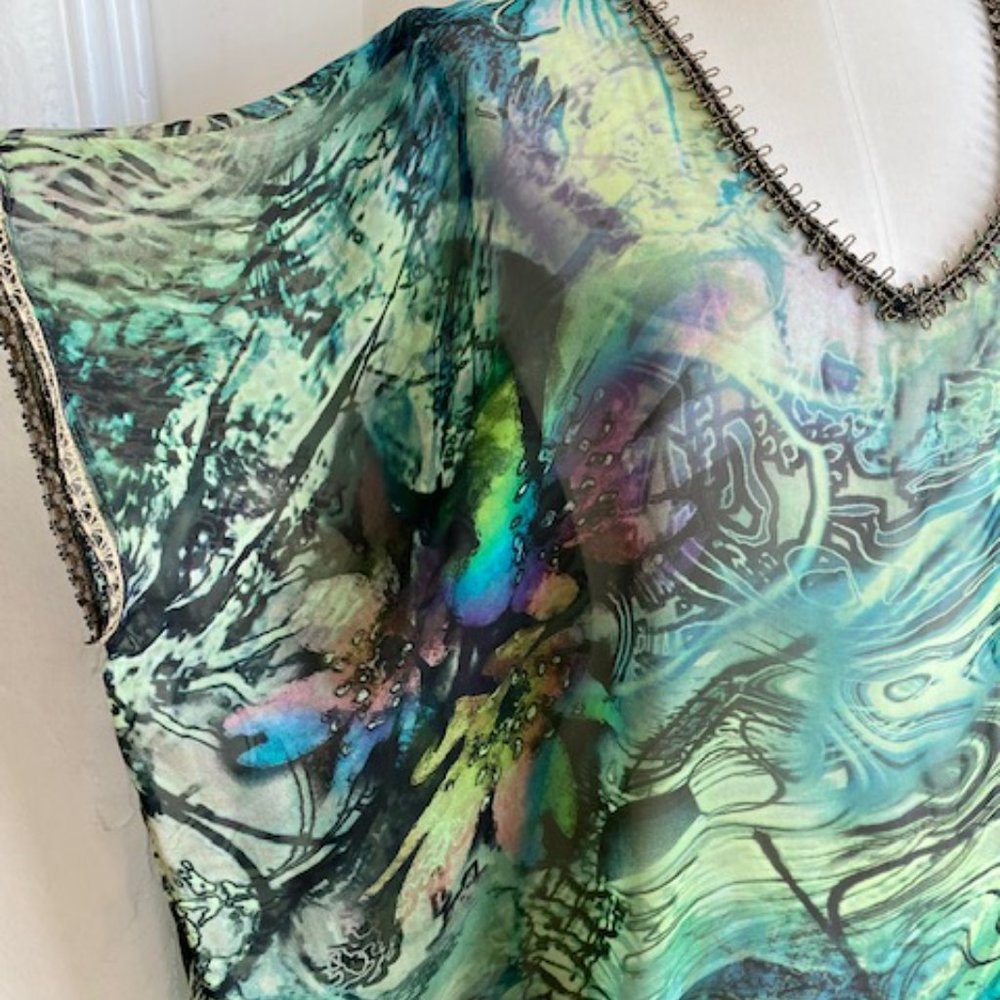 Custom Made Sheer Chiffon Multi Colored Kaftan/Co… - image 2